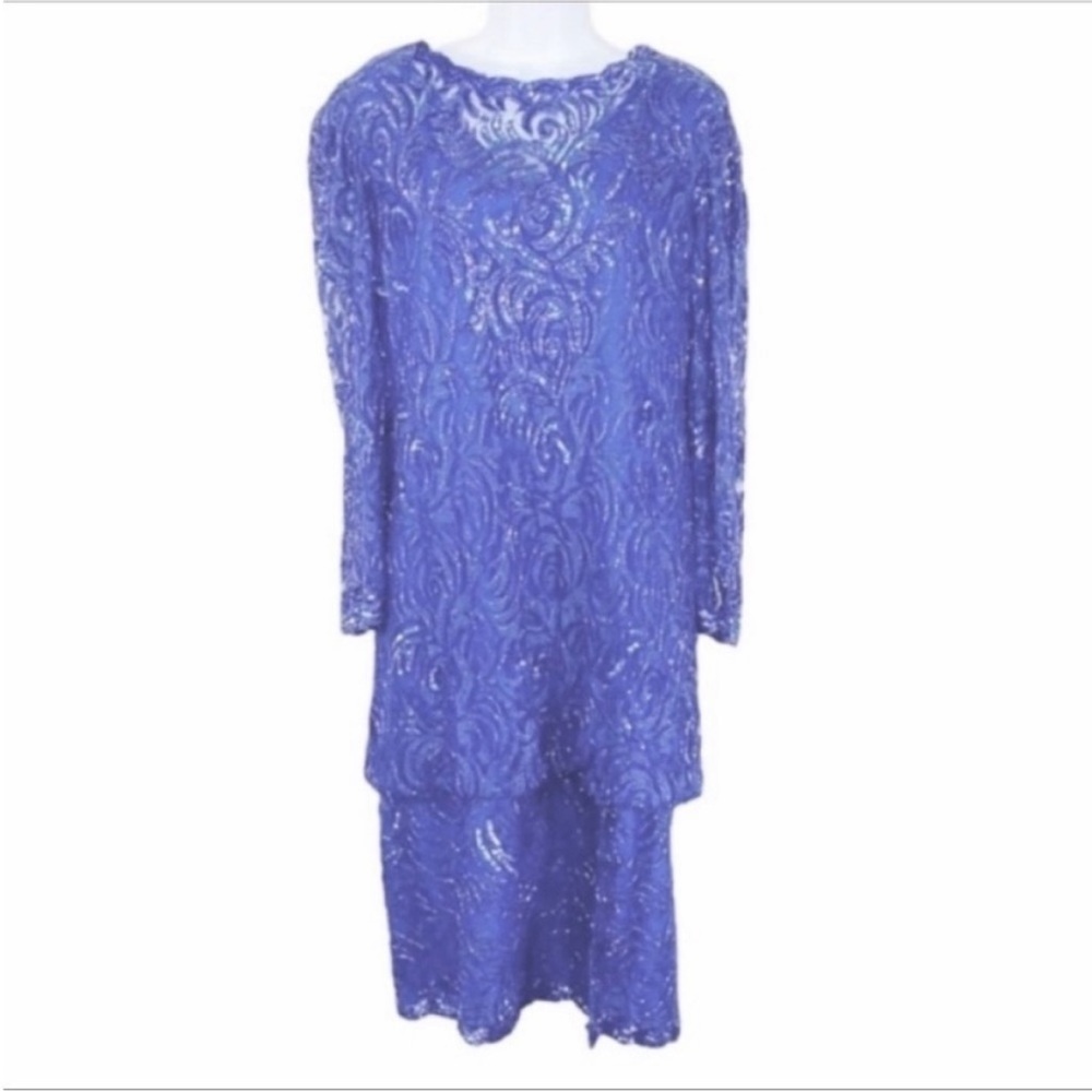 LAWRENCE KAZAR sequins lace vintage formal dress S